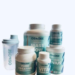 Pack Prise de Masse OSMOSE : Gainer 5kg + EAA ZERO GENIUS + Créatine + Glutamine + Vita Complex + SHAKER Offert - 174.90€ au lieu de 219.50€ !